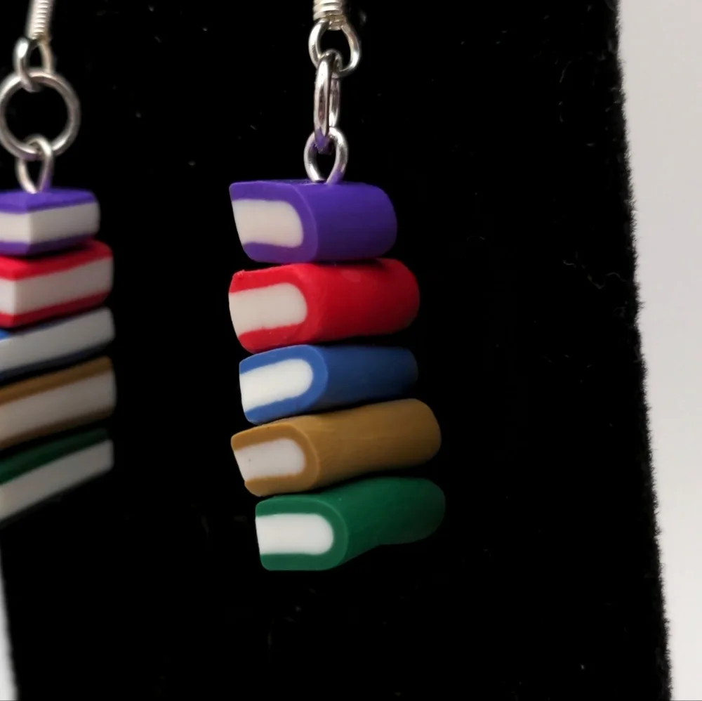 Colorful Bookstack Earrings - Picture 13 of 14
